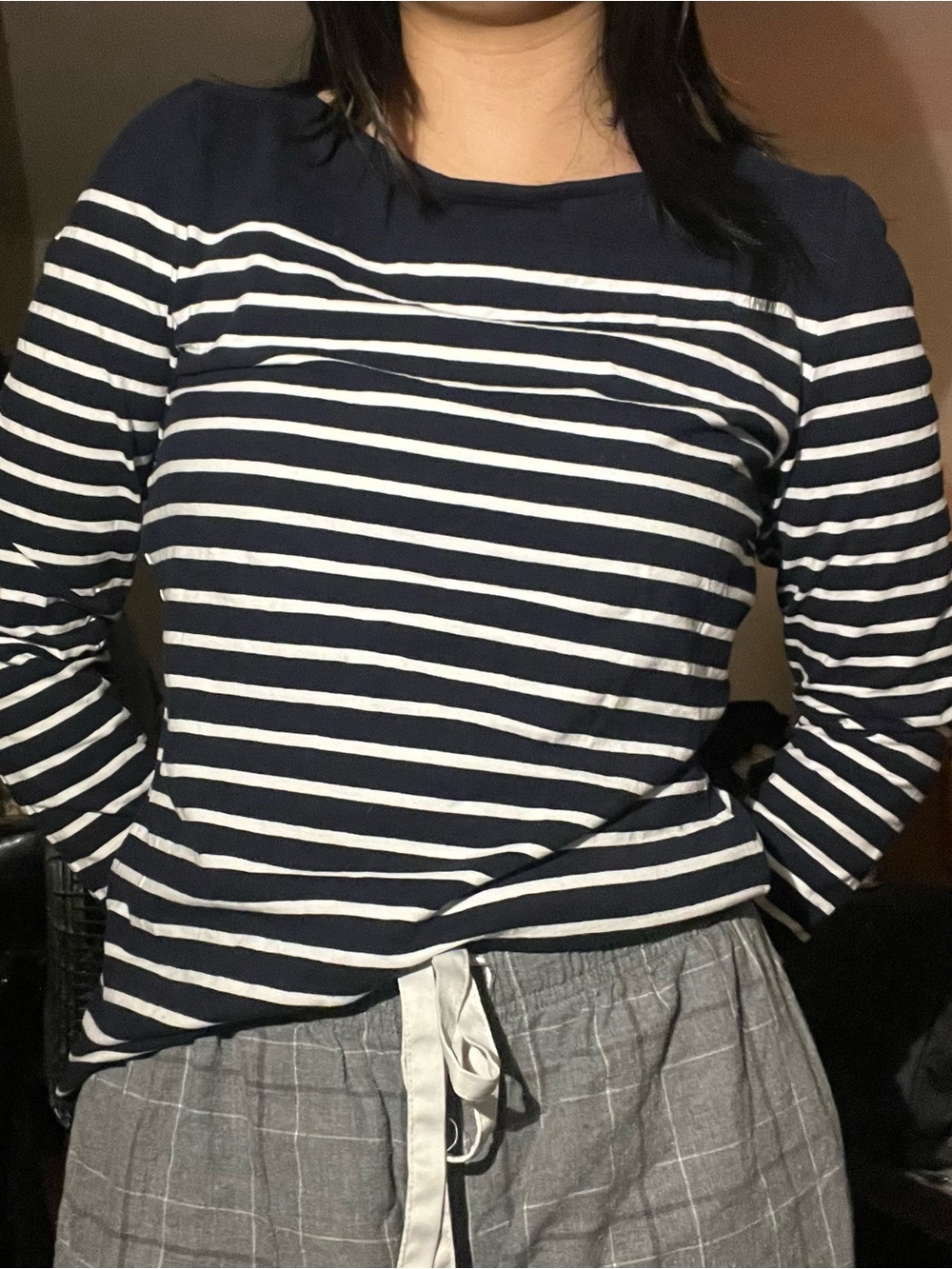 navy blue striped nautical sweater with buttons size medium h&m